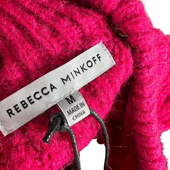 REBECCA MINKOFF Neon Pink Bold Heavy Knit Pullover Sweater Jumper Valerie M NWT - Picture 4 of 9